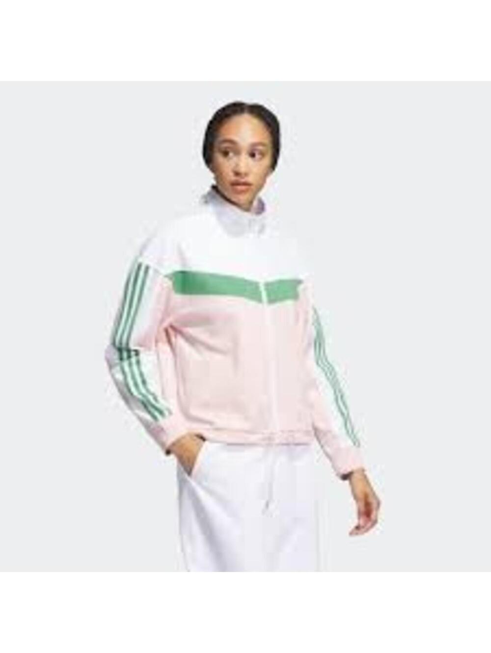 Adidas Women's Track Jacket Zip-Up - White/Blush/Green - Size XS